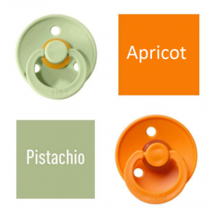 Bibs Pistachio/Apricot Čiulptukas (nipelis) iš 100% natūralaus kaučiuko - vyšnios forma 6–18 mėn. (2 vnt.)