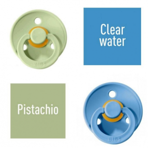 Bibs Pistachio/Clear water Čiulptukas (nipelis) iš 100% natūralaus kaučiuko - vyšnios forma 6–18 mėn. (2 vnt.)