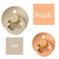 Bibs Sand/Peach Čiulptukas (nipelis) iš 100% natūralaus kaučiuko - vyšnios forma 0–6 mėn. (2 vnt.)