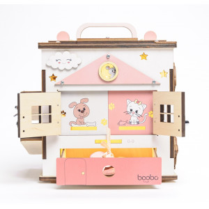 Boobo Toys Busy Cube Medium užimtumo kubelis mergaitėms