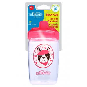 Dr.Browns TC21012 gertuvė kietu snapeliu nuo 12 mėn., 350ml, rožinė