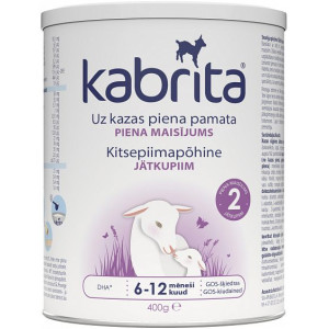 Kabrita 2 400 g tolimesnis dirbtinis sausas mišinys iš ožkos pieno pagrindu, skirtas patogiam virškinimui nuo 6–12 mėnesių vaikams 400g