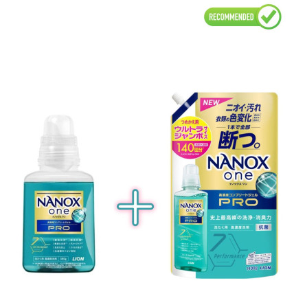 Lion Nanox One Pro Skalbimo gelis 380g + užpildas 1400g