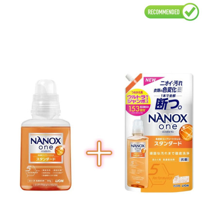 Lion Nanox One Skalbimo gelis nuo įsisenėjusių nešvarumų 380g + užpildas 1530g