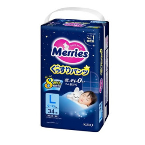 Merries Naktinės sauskelnės-kelnaitės PL 9-15kg 34vnt