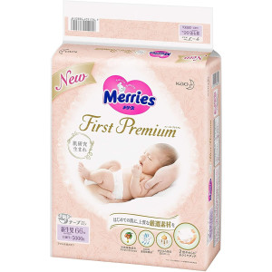 Merries First Premium Sauskelnės NB 0-5kg 66vnt