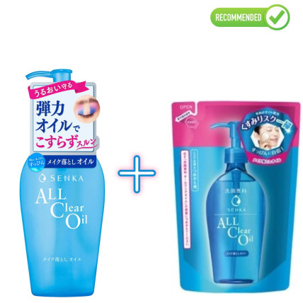 Shiseido Senka aliejinis makiažo valiklis su hialurono rūgštimi 230ml + užpildas 180ml