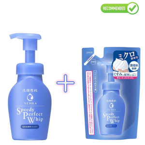 Shiseido Senka Speedy Perfect Whip drėkinamosios valomosios putos su hialurono rūgštimi 150ml + užpildas 130ml