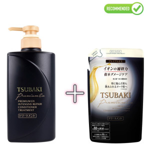 Shiseido Tsubaki Premium EX atstatomasis kondicionierius-kaukė pažeistiems plaukams 490ml + užpildas 363ml