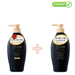 Shiseido Tsubaki Premium EX atstatomasis šampūnas ir kondicionierius-kaukė pažeistiems plaukams 450ml
