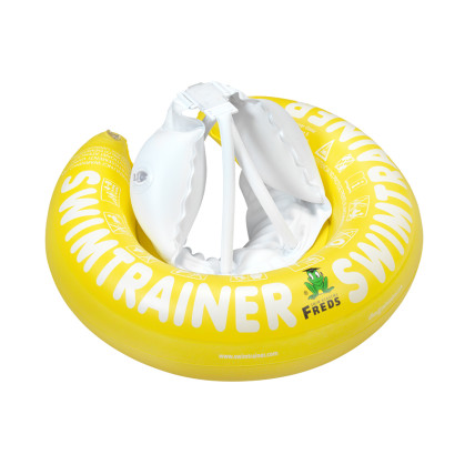 Pagalbinis pripučiamas plaukiojimo ratas "Classic" iš Freds vaikų plaukimo akademijos (nuo 4 iki 8 metų, 20-36 kg), geltonos spalvos