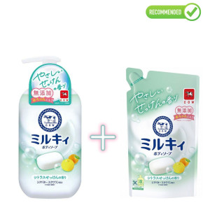 Cow Milky Skystas kūno prausiklis 500ml + užpildymui 360ml
