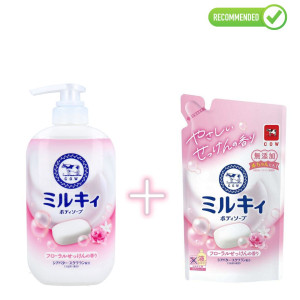 Cow Milky Skystas kūno prausiklis 500ml + užpildas 360ml
