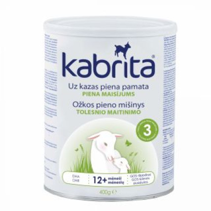 Kabrita 3 400 g sausi pieno gėrimas iš ožkos pieno pagrindu, skirtas patogesniam virškinimui vyresniems nei vienerių metų vaikams 400g