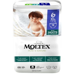 Sauskelnės-kelnaitės Moltex Pure & Nature 6 XL 14+kg 18vnt