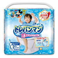 Moony japoniškos sauskelnės-kelnaitės berniukams, skirtos pratinti prie tualeto L 9-14kg berniukams 21vnt