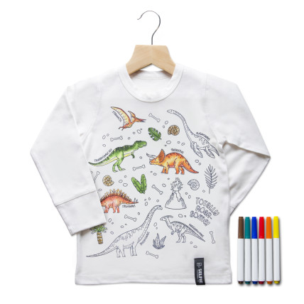 SELFIE Dinosaur spalvinimas ant marškinėlių 